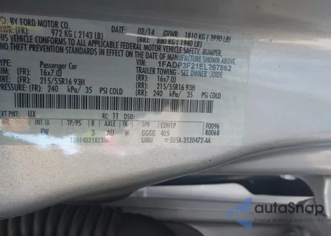 2014 Ford Focus Se из США, поврежденный, VIN 1FADP3F21EL267862